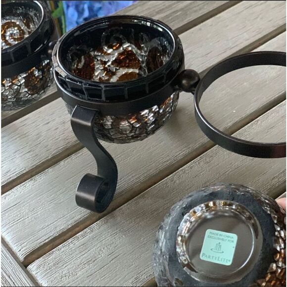 PARTYLITE Amaretto Swirl Mosaic Centerpiece Rare Collectors Retired Piece NIB - Picture 4 of 11